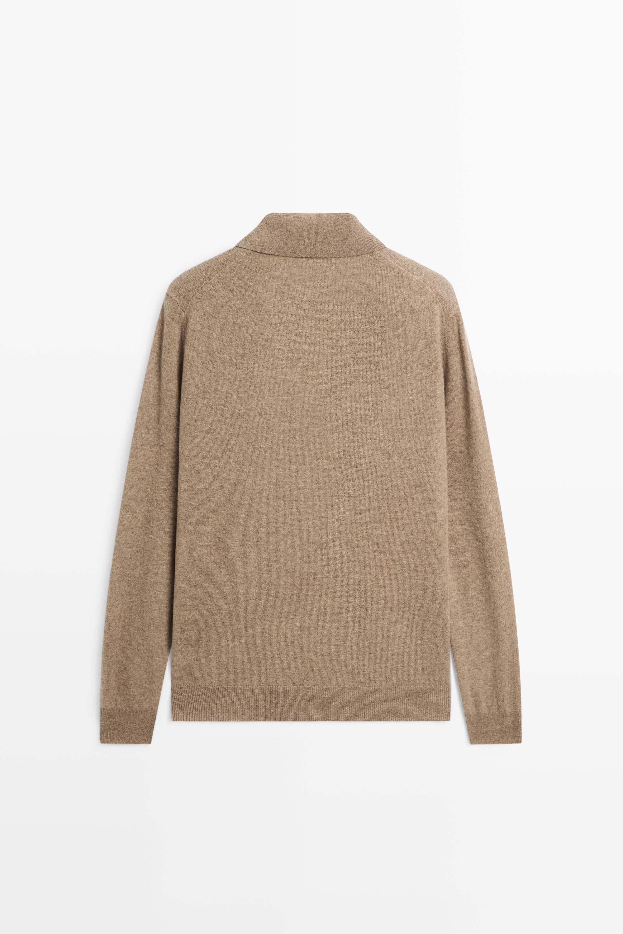 Wool blend knit polo sweater